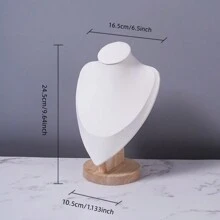 1 件木製項鍊展示架、肖像模特兒頸飾、頸膜首飾、吊墜架、珠寶櫃檯展示道具和裝飾品 - 白色 - 查看 4