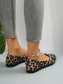 女士時尚平底單鞋,法式尖頭淺口晚風豹紋軟底,棕色是美女的必備品 - 棕色 - 查看 7