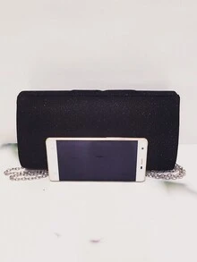 1pc Sparkling Glitter & Metallic Hardware Decor Round Ring Hard Case Fashion Evening Bag, Crossbody, Large Capacity, Suitable For Women Wedding Party Daily Use - Black - View 3