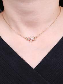 1pc Silver Color Star Shaped Necklace For Women - Silver - View 5