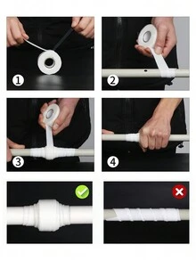 1 Rolo de Fita de Reparo de Silicone à Prova d'Água, Fita de Vedação de Vazamentos para Tubos de Água, Tubos de Aquecimento, Tubos de Ferro Fundido, Resistente à Pressão, Resistente a Altas Temperaturas, Autoadesiva e Autofundente, Isolante, À Prova d'Água, Altamente Elástica e Extensível, Adequada para -50°C a 200°C - Branco - Visão 4