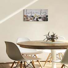 1入搞笑牛花紋壁畫,適用於家庭臥室廚房餐廳牆面裝飾 - 杏色 - 查看 4