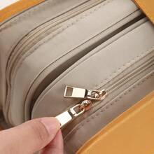 LEHUO Travel 1pc Book Style Portable Large Capacity Cosmetic Bag, Makeup Storage Case For Skincare Products Spring Minimalist - Yellow - View 7