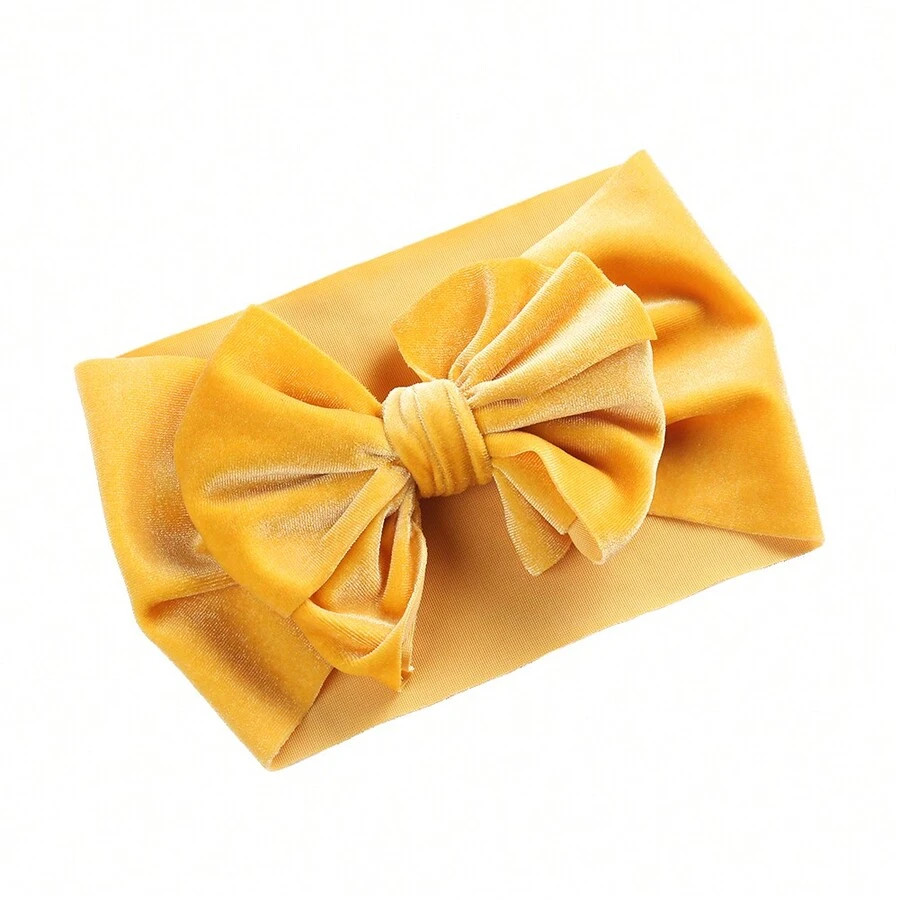 European And American Simple Solid Color Velvet Bow Hair Accessories For Kids, Korean Velvet Swan Baby Headband, Keep Warm In Autumn And Winter
