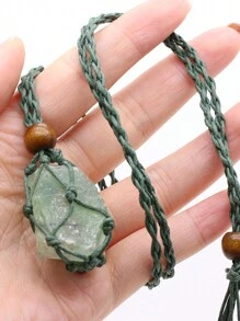 1入組天然石頭編織繩原石吊墜項鍊，迷人的男女珠寶配件，日常禮物 - 1件 - 查看 25