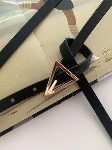 1個女士安全包,三角扣式街頭時尚腰帶,圓形袋子,多功能裝飾性pu皮革腰帶,可結繩,多用途拉鍊口袋腰包