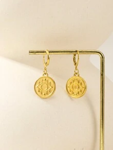 1對男女適用個性時尚18k插銀守護眼不鏽鋼垂墜耳環,適合日常佩戴 - 守望者眼睛 - 查看 12