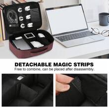 Cable Organizer Bag Multifunctional Waterproof Gadget Double Layer Electronic Accessories Travel Storage Bag For Cables USB Drive Charger Power Bank IPad - 紅色 - 查看 6