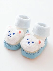 1雙中性寶寶藍色卡通可愛防滑地板襪冬季保暖嬰兒襪鞋室內學步襪 - 彩色 - 查看 1