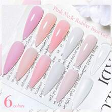 6PCS/Set 7ml Natural Nude Rubber Base Gel Nail Polish Milky Pink Jelly White Glitter Semi Permanent Soak Off UV LED Nails Gel Varnish - Nude - View 8