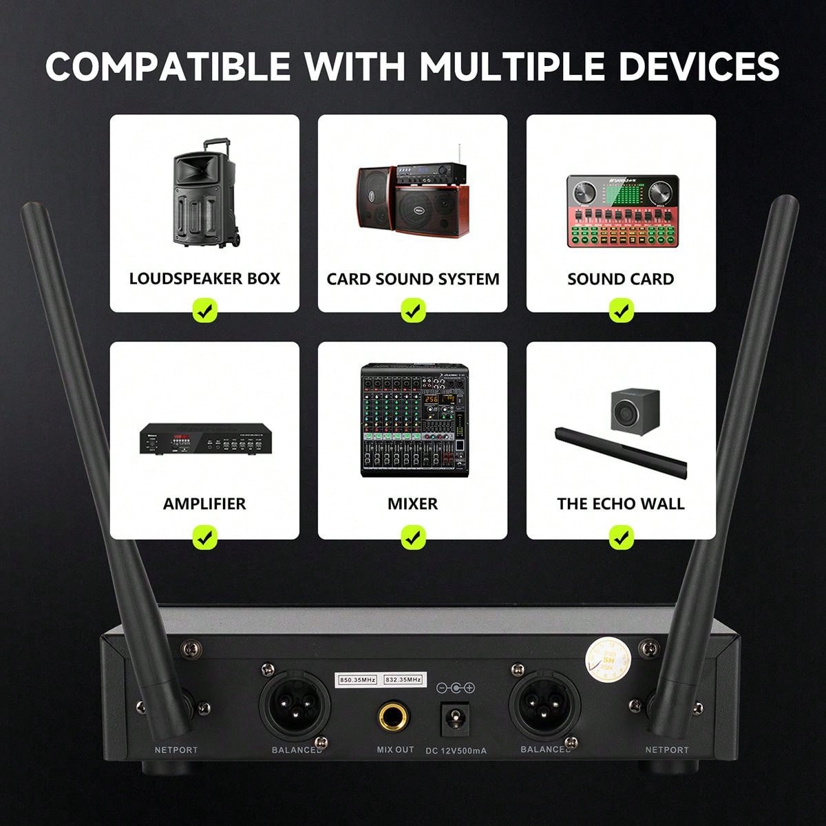 Xduomic SH900PRO Wireless Microphone Professional UHF 2 Channel