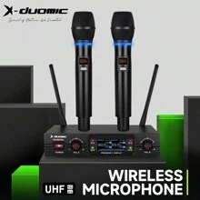 Xduomic Sh-900pro 無線麥克風專業 Uhf 2 頻無線動態麥克風手持麥克風系統,照明麥克風,適合家庭卡拉ok、會議、派對、、dj、婚禮等 80 米 - 黑色 - 查看 2