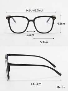 2pcs/Set Retro & Classic Square Frame Rivet Fashion Transparent Eyeglasses For Men