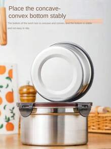 304 Stainless Steel Crisper Round Lunch Box With Lid, Refrigerator Storage Box, Multi-functional Lunch Box, Leak-proof Seal - Black - View 6