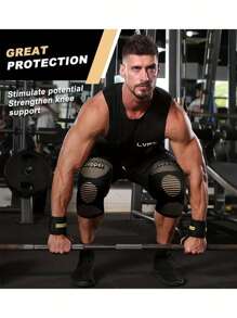 半只铜纤维护膝 - 带护膝带，防滑设计，透气针织面料，男女通用 - 适合健身房、锻炼、运动