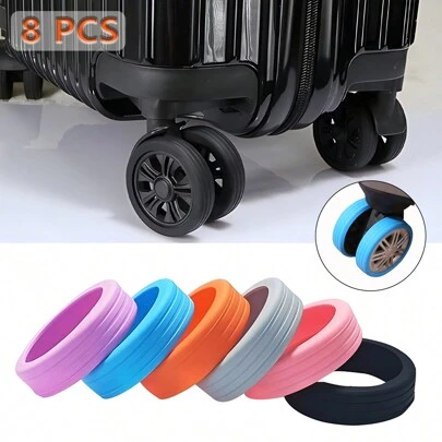 8Pcs/Set Luggage Suitcase Wheels Cover, Wheel Cover For Office Wheelchair, Portable Suitcase Wheel Protector Covers Colorful Silicone Luggage Wheel Covers Luggage Spinner Wheel Covers, Noise Reduction Wheels Cover Office Chair, Travel Accessories, Carry On Luggage Wheels Cover For Most Wheels Luggage Sets Luggage Wheel Protector Perfect For Holiday Season Bag For School School Accessories School Stuff