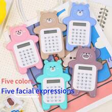 【color Optional Calculator】cute Cartoon Bear Shaped Calculator, Korean Style Fashionable Mini Portable Pocket Calculator, Small Calculator For Daily Use 【sent In Random Color】 - Brown - View 2