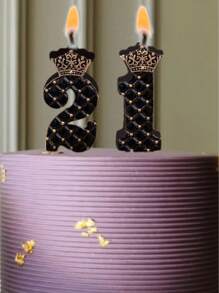 Black Crown Numeral Birthday Candles, Suitable For Birthday & Anniversary Occasions