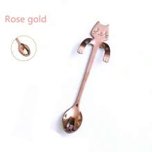 Stainless Steel Rose Gold Cat Shaped Coffee Spoon - rose gold - View 1