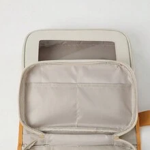 LEHUO Travel 1pc Book Style Portable Large Capacity Cosmetic Bag, Makeup Storage Case For Skincare Products Spring Minimalist - Yellow - View 8