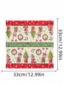 20入組聖誕禮物&樹&靴圖案多彩印花一次性餐巾紙,適用於派對、聚會、晚宴和舞會 - 彩色 - 查看 2