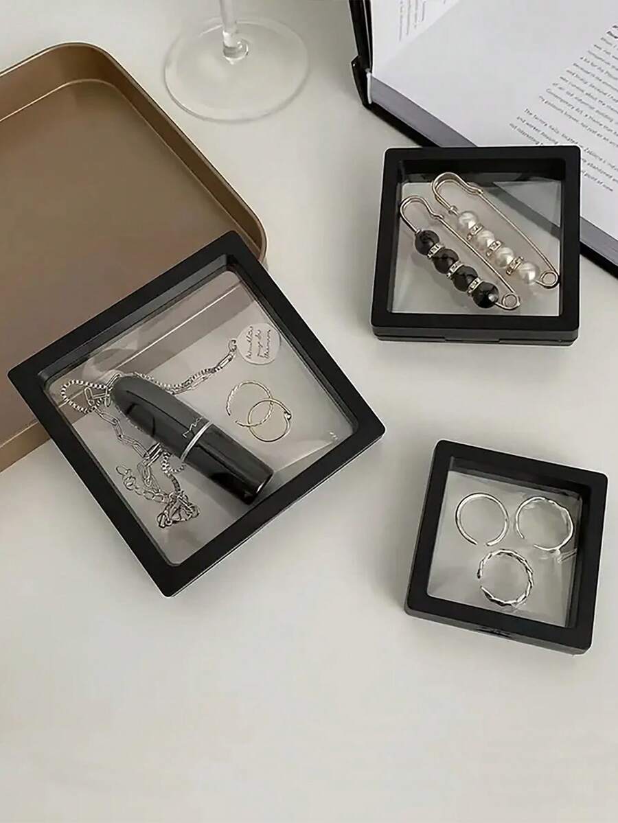 1入口袋式抗氧化珠寶收納盒,透明防塵pe膠膜3d珠寶展示盒,手提戒指項鍊珠寶收納盒,為寶石存儲,防塵,抗氧化,展示,易攜帶