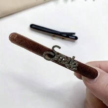1入全新咖啡色麂皮鱷魚夾，時尚高端女士髮飾，可固定劉海或側邊瀏海，而不留下任何痕跡 - 咖啡 - 查看 5