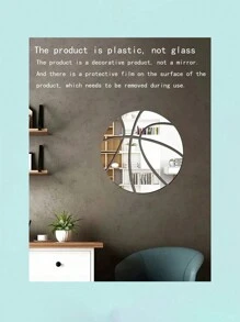1 pegatina de pared de superficie de espejo con diseño de baloncesto, pegatina de espejo redonda de PMMA para decoración del hogar - Plateado - Ver 1