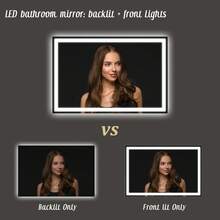 LED Bathroom Mirror With Front And Backlit, Makeup Mirror With 3 Color Lights, Memory Function, Anti-Fog And Dimmable Light (Horizontal/Vertical) - 40x24 英寸 - 查看 3