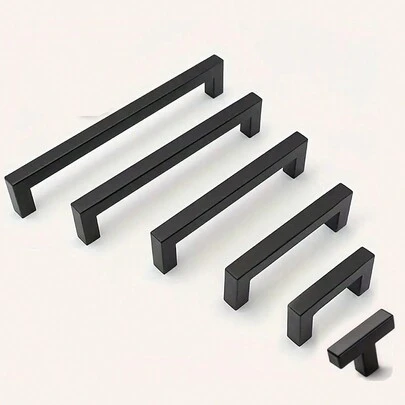 1 件/4 件黑色橱柜把手，方形家具五金不锈钢厨房把手，门把手橱柜衣柜抽屉拉手