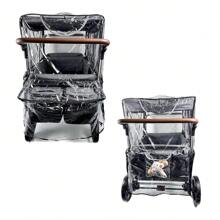 Big Size Rain Cover for Wagon Stroller,Mosquito Net for Wagon Trolley Cart,2in1 Big Cover with Window for Picnic Camping Wagon Stroller Waterproof Windproof Wagon Accessories.Cart Not Included