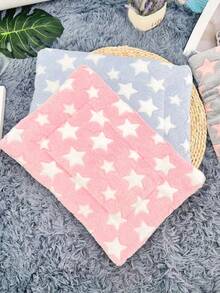 Thảm lót nhiệt họa tiết ngôi sao màu xanh nhạt cho thú cưng, thích hợp cho mèo và chó cỡ nhỏ và vừa ngủ vào mùa thu và mùa đông, thảm cũi, chăn ấm bằng vải nỉ - Màu xanh lam - Xem 5