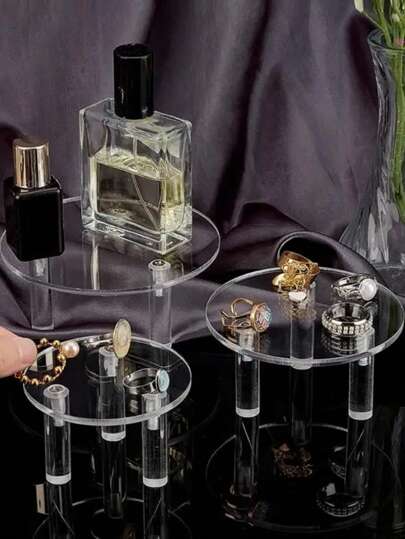 1pc Acrylic Small Round & Square Jewelry Perfume Display Stand Back To School