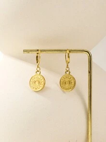 1對男女適用個性時尚18k插銀守護眼不鏽鋼垂墜耳環,適合日常佩戴 - 守望者眼睛 - 查看 14