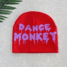 Knitted Hat With Alphabet Pattern Multicolor Unisex Winter Beanie Hat For Outdoor Sport - Red - View 1