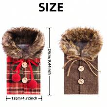 1入聖誕節裝飾,歐美新款紅酒蓋,假日裝飾道具,蝴蝶結粗麻布羊毛頸部紅酒瓶蓋 - 彩色 - 查看 5