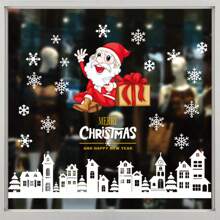 Giáng sinh Đồ trang trí Tĩnh điện Hình dán Đối với Cửa hàng Cửa sổ Và Cửa kính Nổi bật Ông già Noen , Cây Và Phong cảnh - nhiều màu - Xem 1