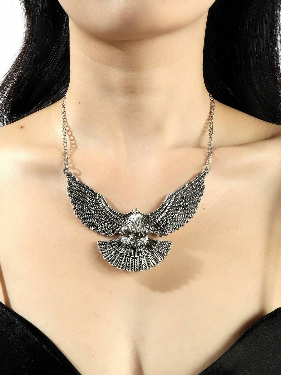 1pc Personalized Vintage Eagle Shaped Wrap Necklace Made Of Alloy - Antique Silver - View 1
