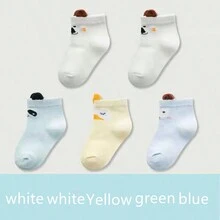 【5雙裝】春秋冬季嬰兒襪適合新生寶寶0-3個月1歲男女童兒童四季卡通可愛中小腿長襪無束縛設計 - 彩色 - 查看 10