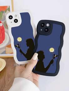 2pcs/set Tpu Phone Case Compatible With Apple, Wave Pattern With Camera Lens Cutout, Full Coverage Soft Case - Multicolor - View 2