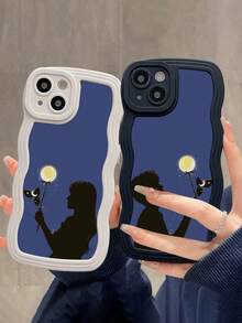 2pcs/set Tpu Phone Case Compatible With Apple, Wave Pattern With Camera Lens Cutout, Full Coverage Soft Case - Multicolor - View 5