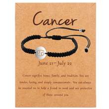 1pc Women's Handmade Woven Stainless Steel 12 Constellations Bracelet With Card For Birthday Gift - Black - View 23