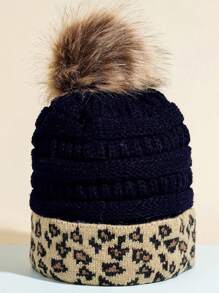 1pc Unisex Gray Ski Hat, Y2k Striped Edge Design Pom Pom Beanie, For Outdoor Sports Casual Wear, Winter
