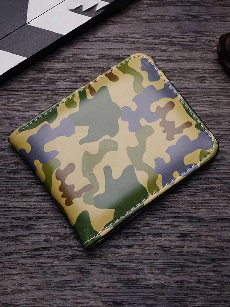 1 Miếng Nam Creative Camo In Ngắn Hình vuông Dung lượng lớn Nhiều thẻ Slot Da Ví Siêu nhẹ Ví thẻ - Nhiều màu - Xem 1