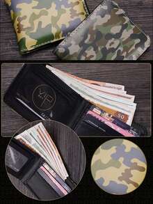 1 Miếng Nam Creative Camo In Ngắn Hình vuông Dung lượng lớn Nhiều thẻ Slot Da Ví Siêu nhẹ Ví thẻ - Nhiều màu - Xem 4