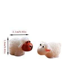 10pcs Cute Animal Miniature Figurines For Terrarium, Including Lamb, Sheep, And Moss, Resin - Multicolor - View 2