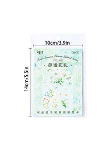1入組20張/組季節花島系列燙金貼紙手冊,用於復古綻放花材手帳diy背景裝飾 - 彩色 - 查看 2