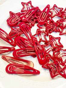 10/20pcs Women Y2K Metal Five Star Hair Clips, Suitable For Daily Use Claw Clips Hair Claws Hair Barrettes, Hair Accessories, Head Accessories, Hair Accessories For Women, Hairpin - Red - View 4