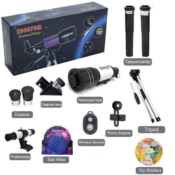 Adult and Children Telescope, 70mm Aperture Refractor Telescope for