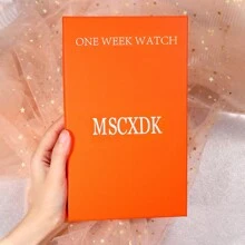MSCXDK Bộ 7 cái/bộ dành cho nữ, Bộ hộp quà phù hợp với chủ đề mới 'Đồng hồ một tuần', Đồng hồ đeo tay dây da Pu thạch anh cổ điển đơn giản dành cho bộ quà tặng sử dụng hàng ngày - Hoa hồng vàng - Xem 3